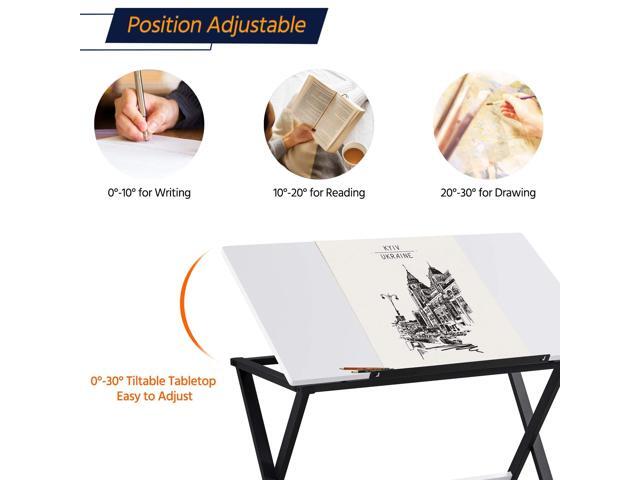 Yaheetech Adjustable Drawing Tables Drafting Desk with P2 Tiltable Tabletop for Reading, Writing,Studying Art Craft Work Station
