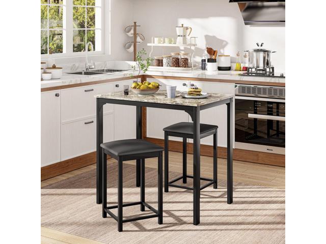 Giantex 3 Pcs Dining Table and Chairs Set with Faux Marble Tabletop 2 Chairs Contemporary Dining Table Set for Home or Hotel Dining Room, Kitchen...
