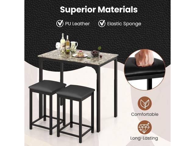 Giantex 3 Pcs Dining Table and Chairs Set with Faux Marble Tabletop 2 Chairs Contemporary Dining Table Set for Home or Hotel Dining Room, Kitchen...
