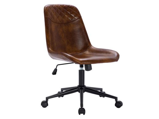DUHOME Modern PU Leather Office Chair Desk Chair Swivel Computer Chair Yellowish-Brown