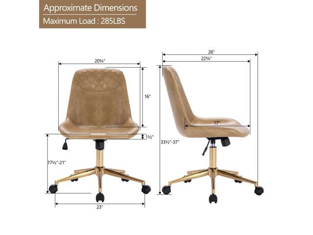 DUHOME Modern PU Leather Office Chair Desk Chair Swivel Computer Chair with Gold Base Camel