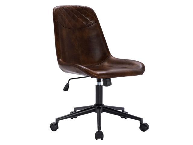 DUHOME Modern PU Leather Office Chair Desk Chair Swivel Computer Chair Dark Brown