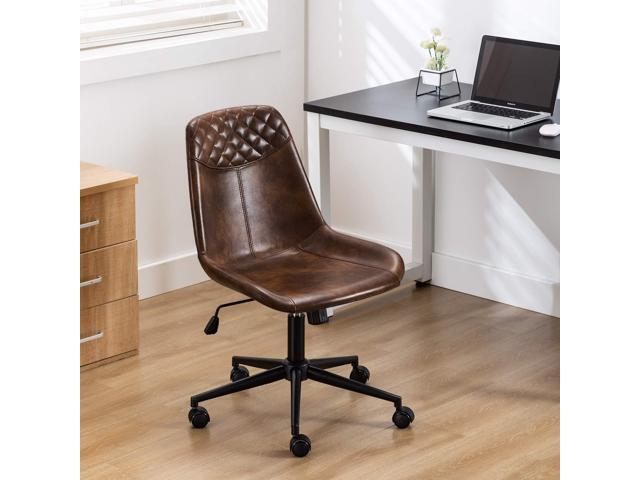 DUHOME Modern PU Leather Office Chair Desk Chair Swivel Computer Chair Dark Brown