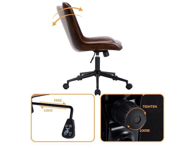 DUHOME Modern PU Leather Office Chair Desk Chair Swivel Computer Chair Dark Brown