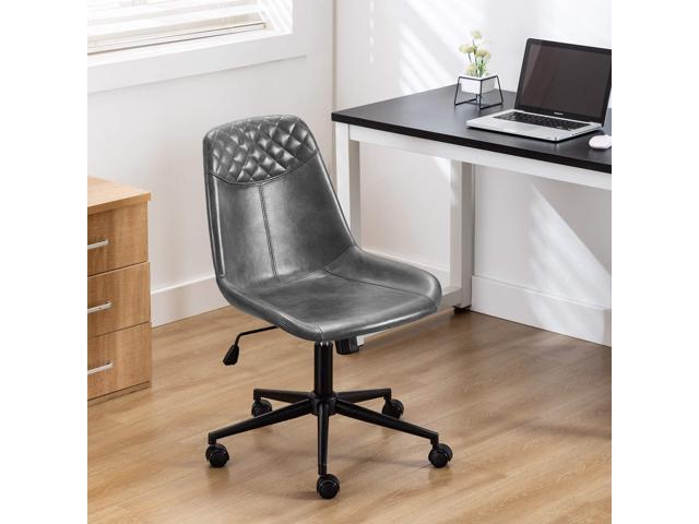 DUHOME Modern PU Leather Office Chair Desk Chair Swivel Computer Chair Grey