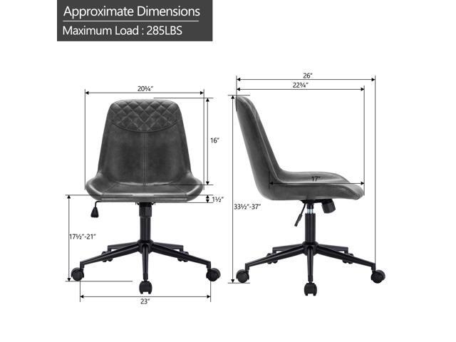 DUHOME Modern PU Leather Office Chair Desk Chair Swivel Computer Chair Grey