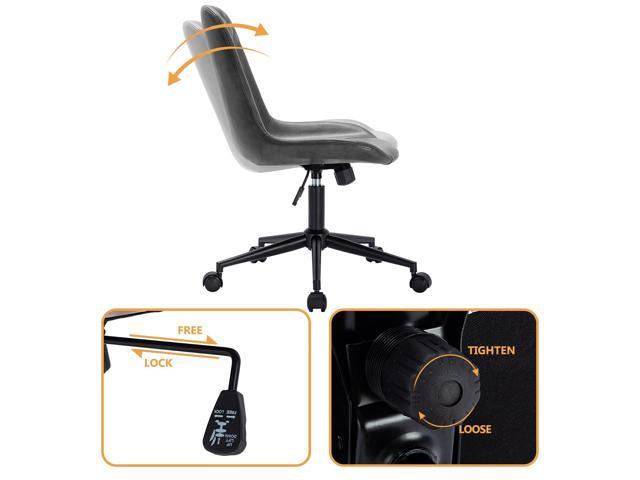 DUHOME Modern PU Leather Office Chair Desk Chair Swivel Computer Chair Grey