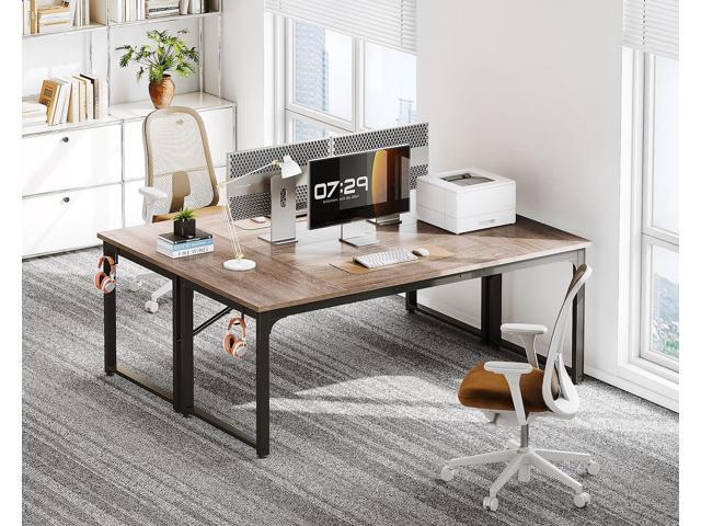 Coleshome 63 Inch Computer Desk, Modern Simple Style Desk for Home Office, Study Student Writing Desk,Grey Oak