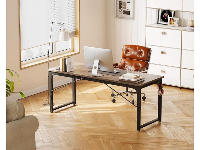 Coleshome 63 Inch Computer Desk, Modern Simple Style Desk for Home Office, Study Student Writing Desk,Grey Oak