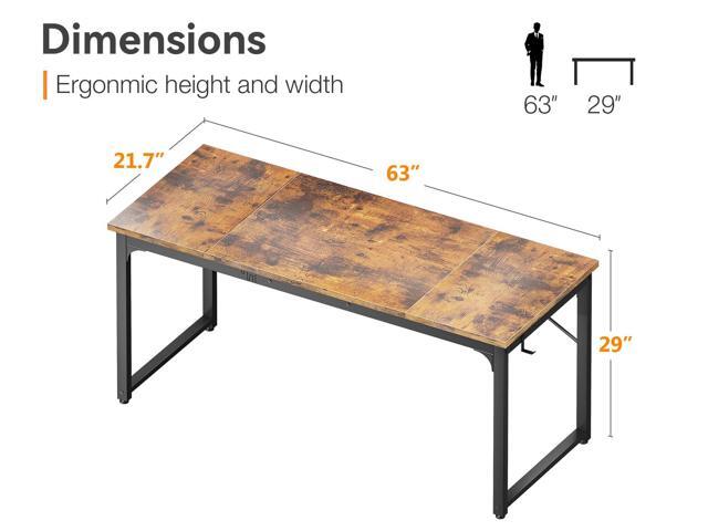 Coleshome 63 Inch Computer Desk, Modern Simple Style Desk for Home Office, Study Student Writing Desk, Vintage