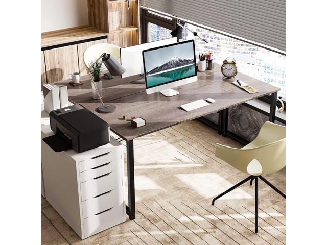 Coleshome 55 Inch Computer Desk, Modern Simple Style Desk for Home Office, Study Student Writing Desk,Grey Oak