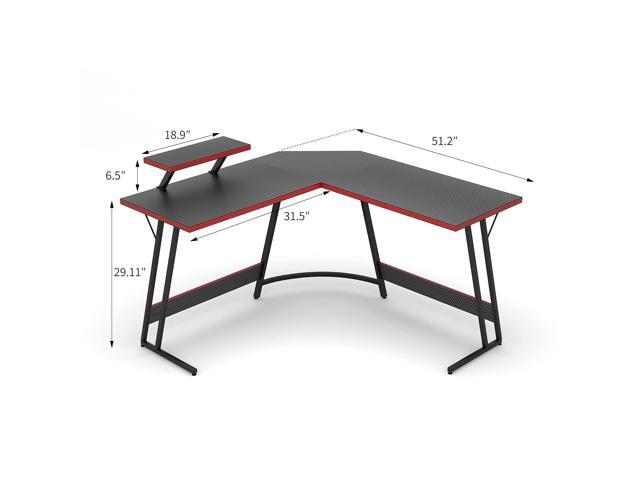 Devoko L Shaped Gaming Desk Computer Desk 51 Office Corner Desk with Monitor Stand Home Gaming Writing Study Table Workstation (Carbon Fibre Black)