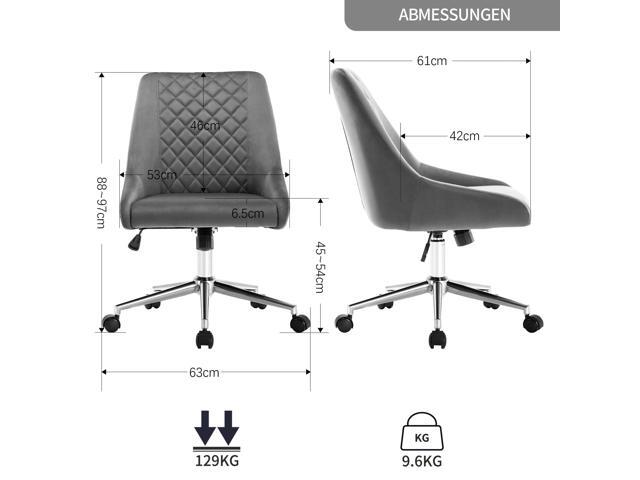 DUHOME Velvet Home Office Chair with Wheels, Swivel Accent Chair with Backrest Adjustable Upholstered Armless Computer Desk Chair for Bedroom...