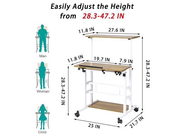 UNICOO Portable Standing Desk on Wheels, Height Adjustable Mobile Workstation, Versatile for Home Office, Rolling Sit to Stand Design, Ergonomic -...