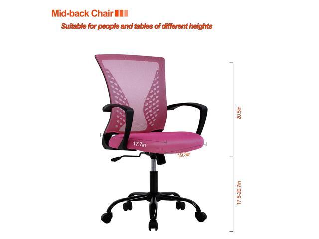 Cute Desk Chair Conference RoomChairs Home Office Mesh Computer with Lumbar Support Armrest Mid Back Rolling Swivel Adjustable Task Pink for...