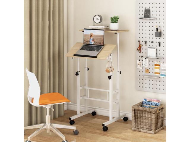 Tangkula Mobile Standing Desk, Height-Adjustable Laptop Podium Cart with Tilting Tabletop & Adjustable Angle, Rolling Stand Up Computer Desk with 2...