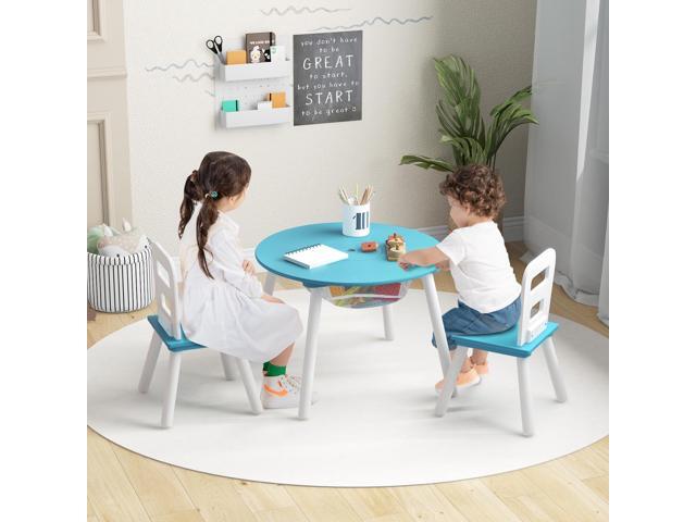 Costzon Kids Table and Chair Set, Wood Activity Table w/Center Mesh Storage, Children Furniture Gift for Boys & Girls, Ideal for Arts, Crafts,...