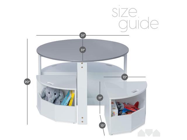 Milliard Toddler Table and Chair Set Round Kids Activity Table With 4 Storage Stools, Nesting Design for Toddlers, Kids Play Table with Storage -...