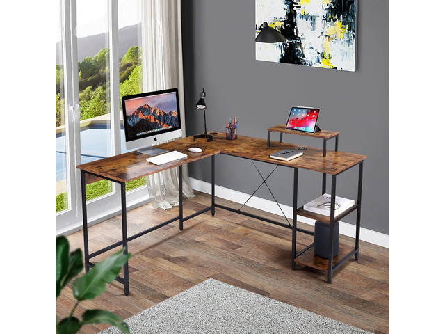UNICOO L Shaped Desk - Corner Desk for Home Office, Gaming Desk L Shape, Computer Workstation, Ideal Space-Saving Solution for Gamers and...