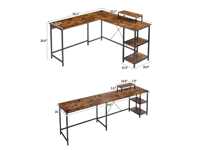 UNICOO L Shaped Desk - Corner Desk for Home Office, Gaming Desk L Shape, Computer Workstation, Ideal Space-Saving Solution for Gamers and...