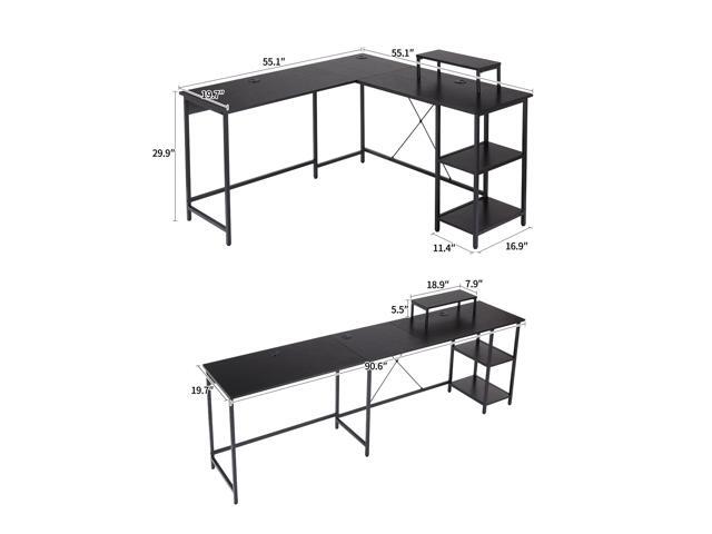 UNICOO L Shaped Desk - Corner L Desk for Home Office, Gaming Desk L Shape, Computer Workstation, Ideal Space-Saving Solution for Gamers and...