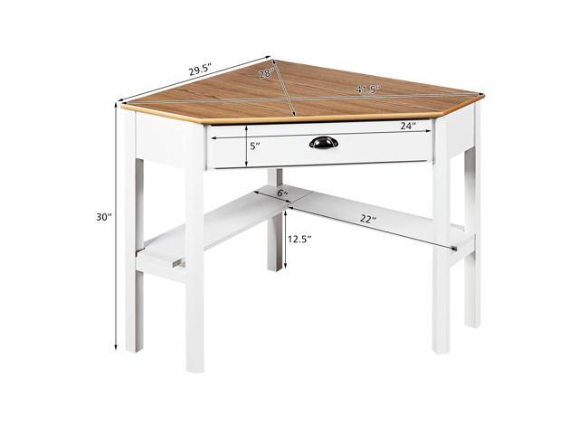 KOTEK Corner Desk with Drawer and Shelves, Wooden Home Office Desk Triangle Computer Desk, Writing Study Desk Computer Workstation, Makeup Vanity...