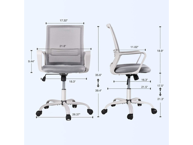 Office Chair Ergonomic Mesh Chair Computer Desk Chair Executive Home Office Chairs with Lumbar Support Armrest Rolling Swivel Adjustable Mid Back Grey