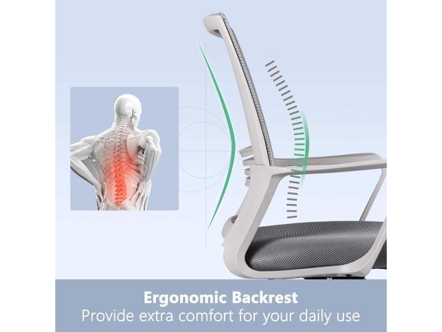 Office Chair Ergonomic Mesh Chair Computer Desk Chair Executive Home Office Chairs with Lumbar Support Armrest Rolling Swivel Adjustable Mid Back Grey