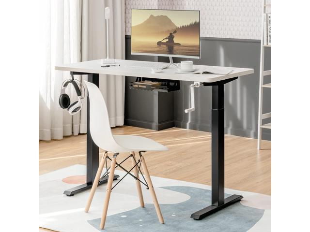 Tangkula Hand Crank Stand Up Desk Frame, Manual Height Adjustable Standing Workstation with Foldable Crank Handle, Cable Management Tray, Headphone...