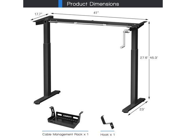 Tangkula Hand Crank Stand Up Desk Frame, Manual Height Adjustable Standing Workstation with Foldable Crank Handle, Cable Management Tray, Headphone...