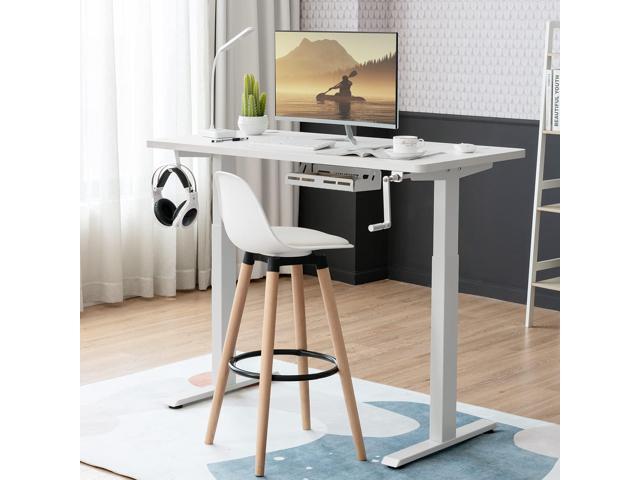 Tangkula Hand Crank Stand Up Desk Frame, Manual Height Adjustable Standing Workstation with Foldable Crank Handle, Cable Management Tray, Headphone...