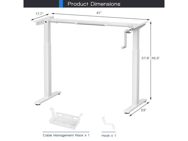 Tangkula Hand Crank Stand Up Desk Frame, Manual Height Adjustable Standing Workstation with Foldable Crank Handle, Cable Management Tray, Headphone...