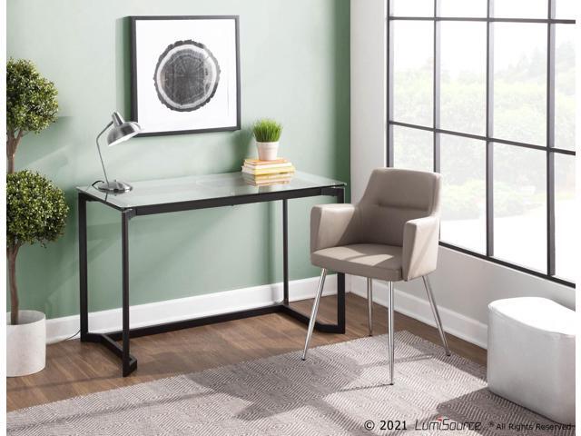 LumiSource Masters Glass Desk, Home Office Desk, Computer Desk, Black Desk, Small Desk for Bedroom, Gaming Desk, Mid Century Modern Desk