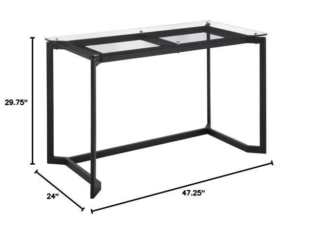 LumiSource Masters Glass Desk, Home Office Desk, Computer Desk, Black Desk, Small Desk for Bedroom, Gaming Desk, Mid Century Modern Desk