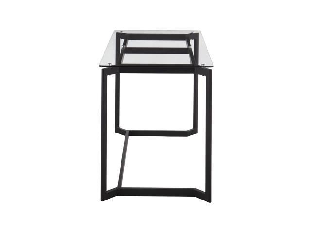 LumiSource Masters Glass Desk, Home Office Desk, Computer Desk, Black Desk, Small Desk for Bedroom, Gaming Desk, Mid Century Modern Desk