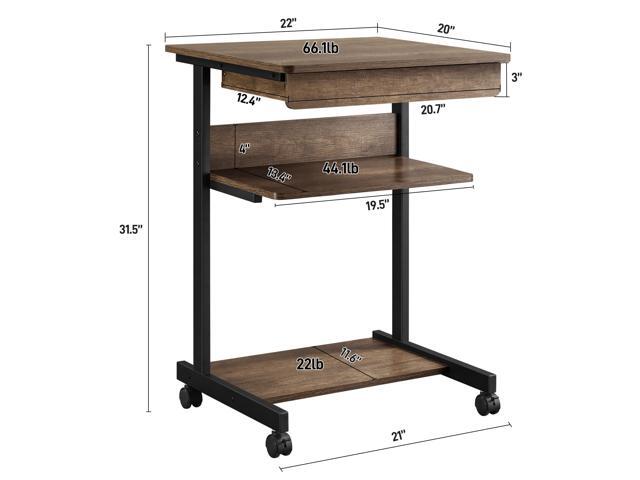 Yaheetech Small Rolling Computer Desk with Storage Drawer, Rolling Home Office Computer Desk with Keyboard Tray, Laptop Desk with Wheels and...