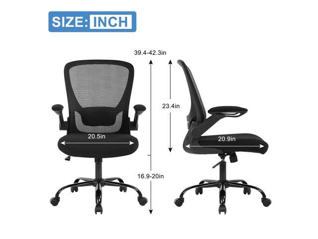 Home Office Chair, Ergonomic Desk Chair with Adjustable Lumbar Support & Flip-up Armrests, Mesh Computer Chair with Thickened Cushion, Swivel...