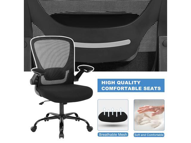 Home Office Chair, Ergonomic Desk Chair with Adjustable Lumbar Support & Flip-up Armrests, Mesh Computer Chair with Thickened Cushion, Swivel...