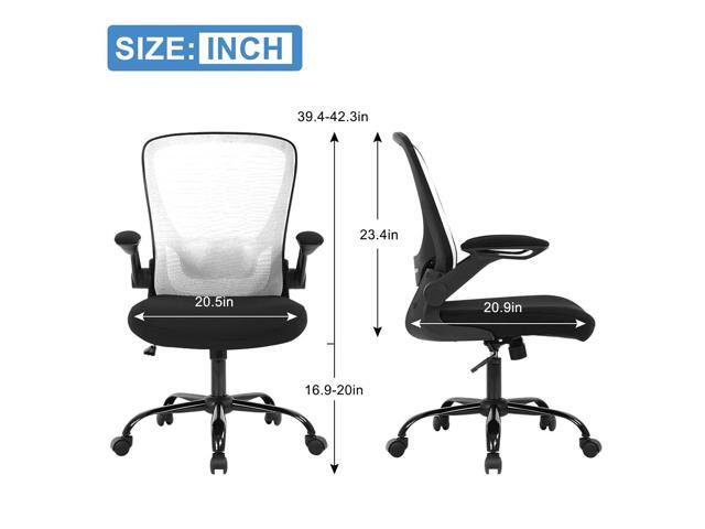 Dkeli Home Office Chair White Ergonomic Desk Chair with Adjustable Lumbar Support & Flip-up Armrests Mesh Computer Chair with Thickened Cushion...