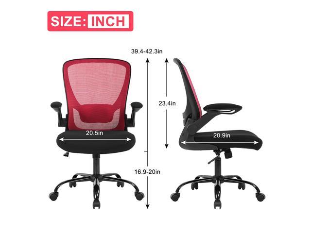 Dkeli Home Office Chair, Ergonomic Desk Chair with Adjustable Lumbar Support & Flip-up Armrests, Mesh Computer Chair with Thickened Cushion, Swivel...
