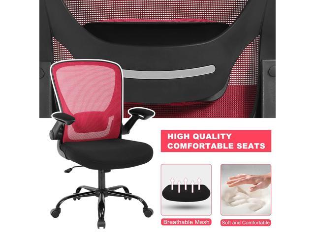 Dkeli Home Office Chair, Ergonomic Desk Chair with Adjustable Lumbar Support & Flip-up Armrests, Mesh Computer Chair with Thickened Cushion, Swivel...