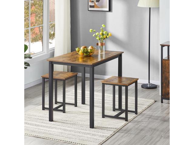 Yaheetech Industrial Dining Kitchen Table Set for 2 Breakfast Nook Table w/ 2 Stools for Dining Room Kitchen Small Space, Rustic Brown