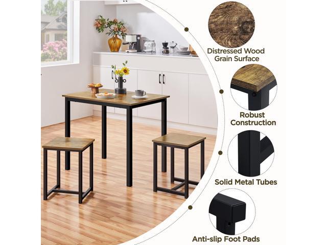 Yaheetech Industrial Dining Kitchen Table Set for 2 Breakfast Nook Table w/ 2 Stools for Dining Room Kitchen Small Space, Rustic Brown