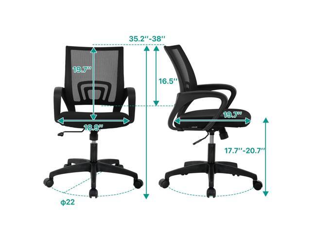 HHS Office Chair Ergonomic Desk Chair Mid-Back Mesh Computer Chair with Lumbar Support Executive Task Chair with Armrest Adjustable Rolling Swivel...