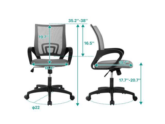 HHS Ergonomic Mid Back Mesh Computer Executive Desk Chair with Lumbar Support and Armrest - Home Office Adjustable Height Rocking Swivel Task...