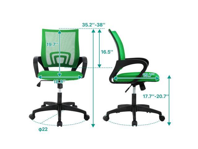 HHS Home Office Chair Ergonomic Mesh Computer Desk Modern Executive Task Mid Back Swivel Rolling with Arms Lumbar Support Adjustable Height for...