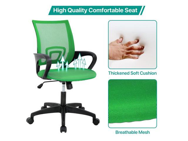 HHS Home Office Chair Ergonomic Mesh Computer Desk Modern Executive Task Mid Back Swivel Rolling with Arms Lumbar Support Adjustable Height for...