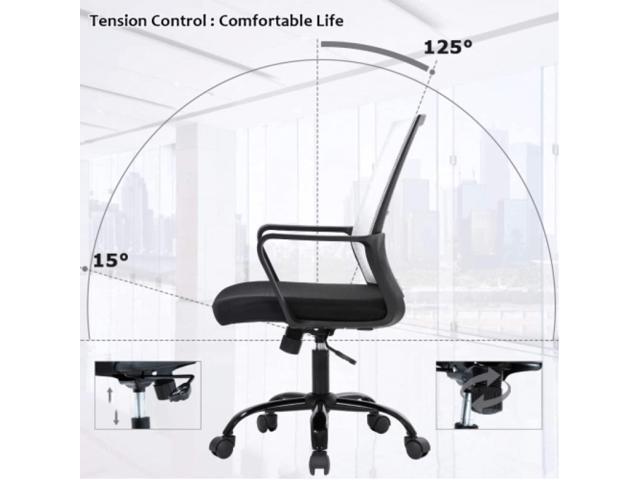 Ergonomic Desk Chair Mesh Office Chair, Computer Chair with Lumbar Support& Armrests, Adjustable Mid-Back Computer Desk Chair, Modern Executive...