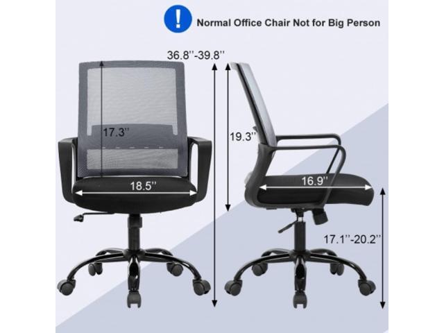 Office Chair Ergonomic Desk Chair, Mesh Computer Chairs with Lumbar Support& Armrests, Adjustable Mid Back Task Chair, Modern Home Rolling Swivel...