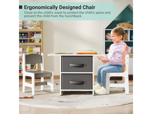 Costzon Kids Table and Chair Set, Wood Activity Table w/Toy Storage Baskets, Jigsaw Puzzle for Arts, Crafts, Reading, Children Playset Furniture...